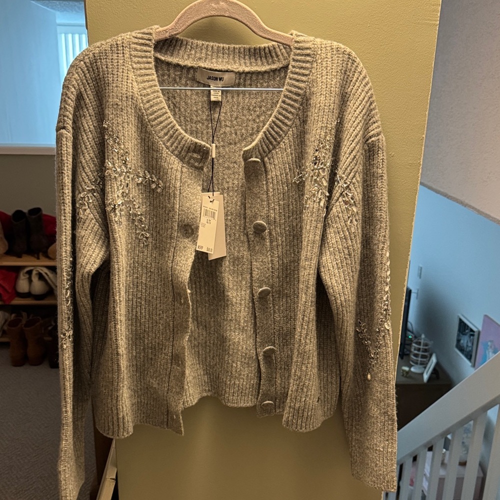 Jason Wu Gray Embroidered Cardigan